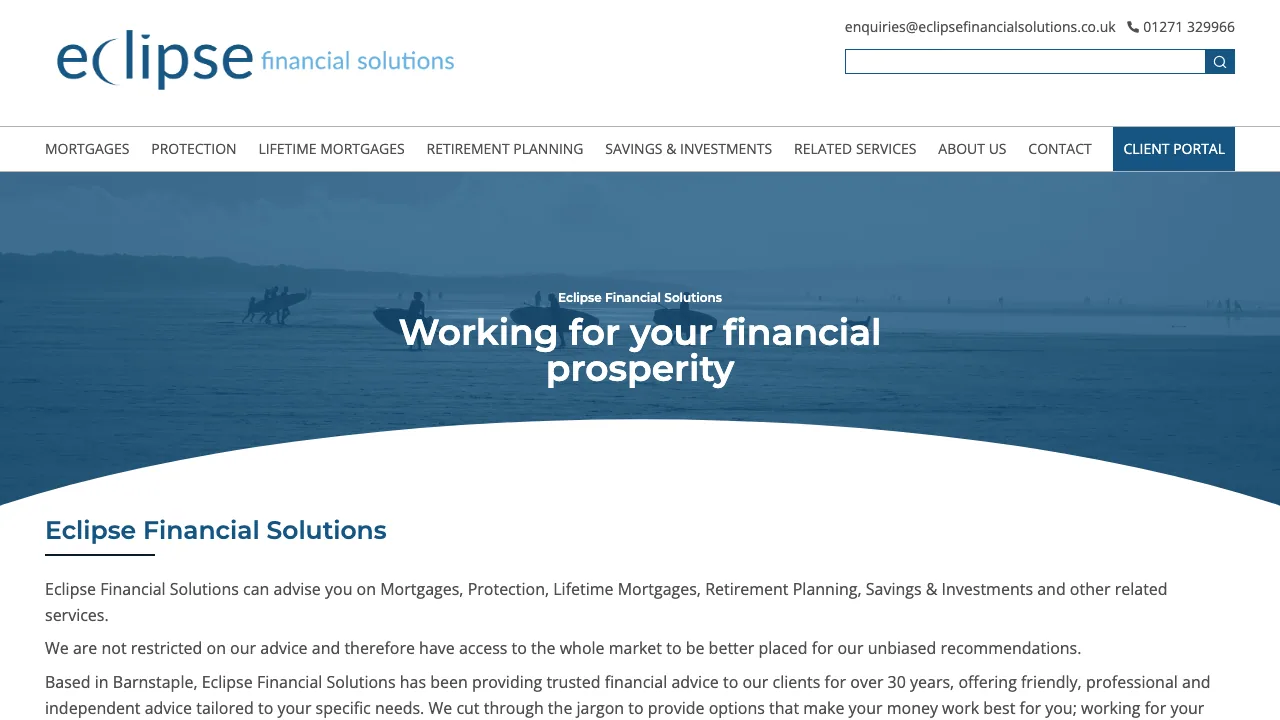 Eclipse Financial Solutions website preview