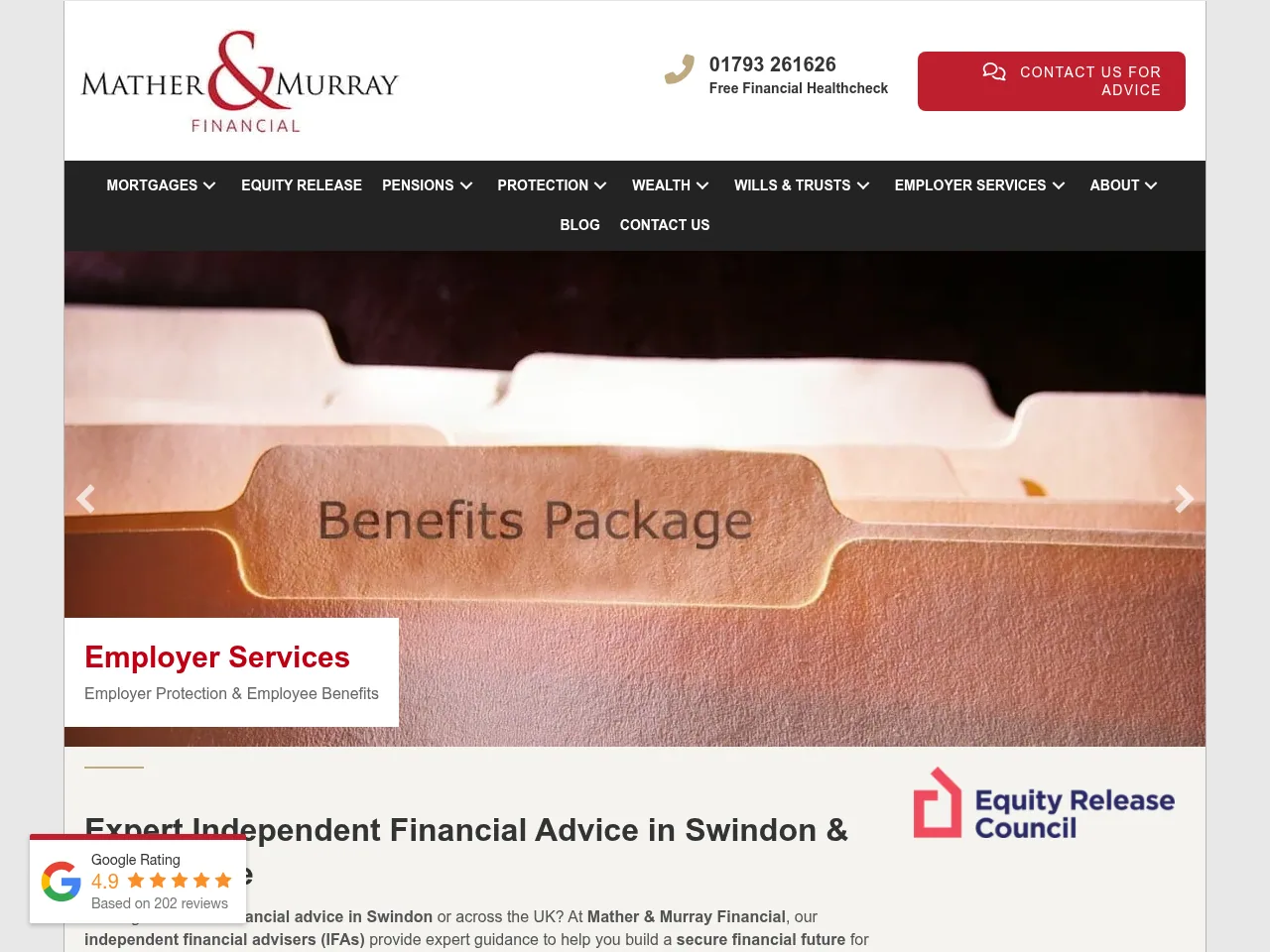 Mather & Murray Financial website preview