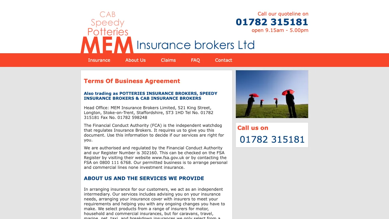 M E M Insurance Brokers Ltd website preview