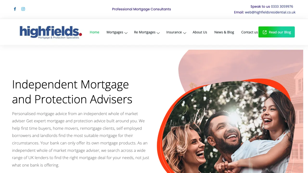 Highfields Mortgage Advisers website preview
