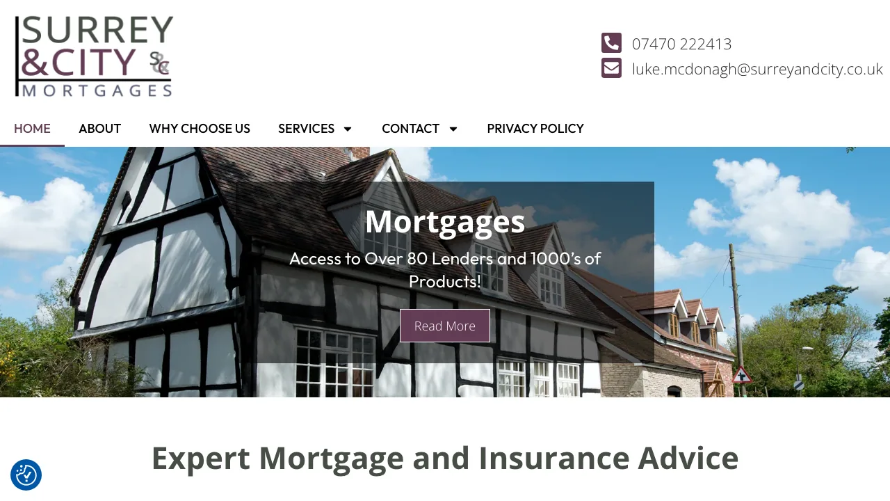 Surrey and City Mortgages Ltd website preview