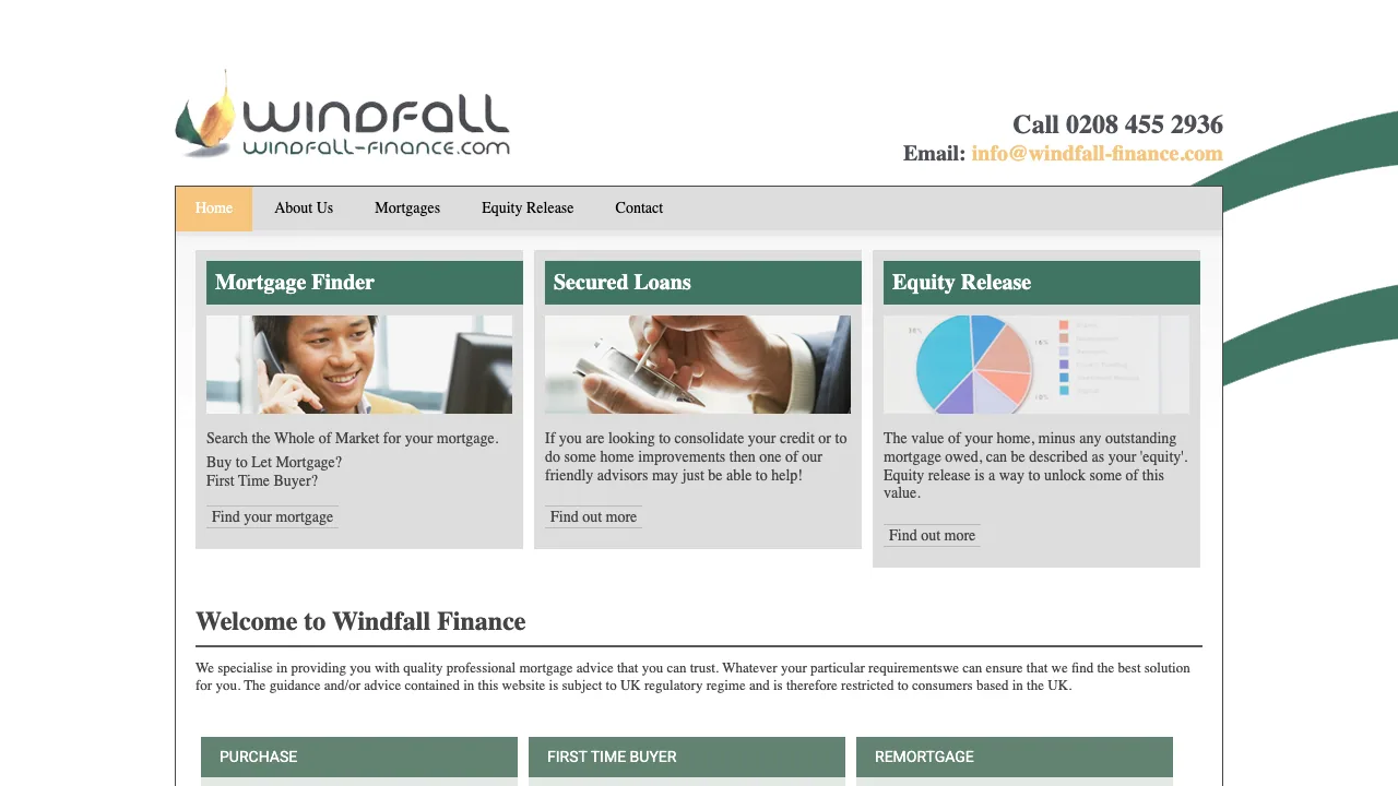 Windfall Finance website preview