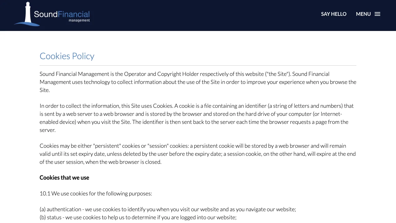 Sound Financial Management Ltd website preview
