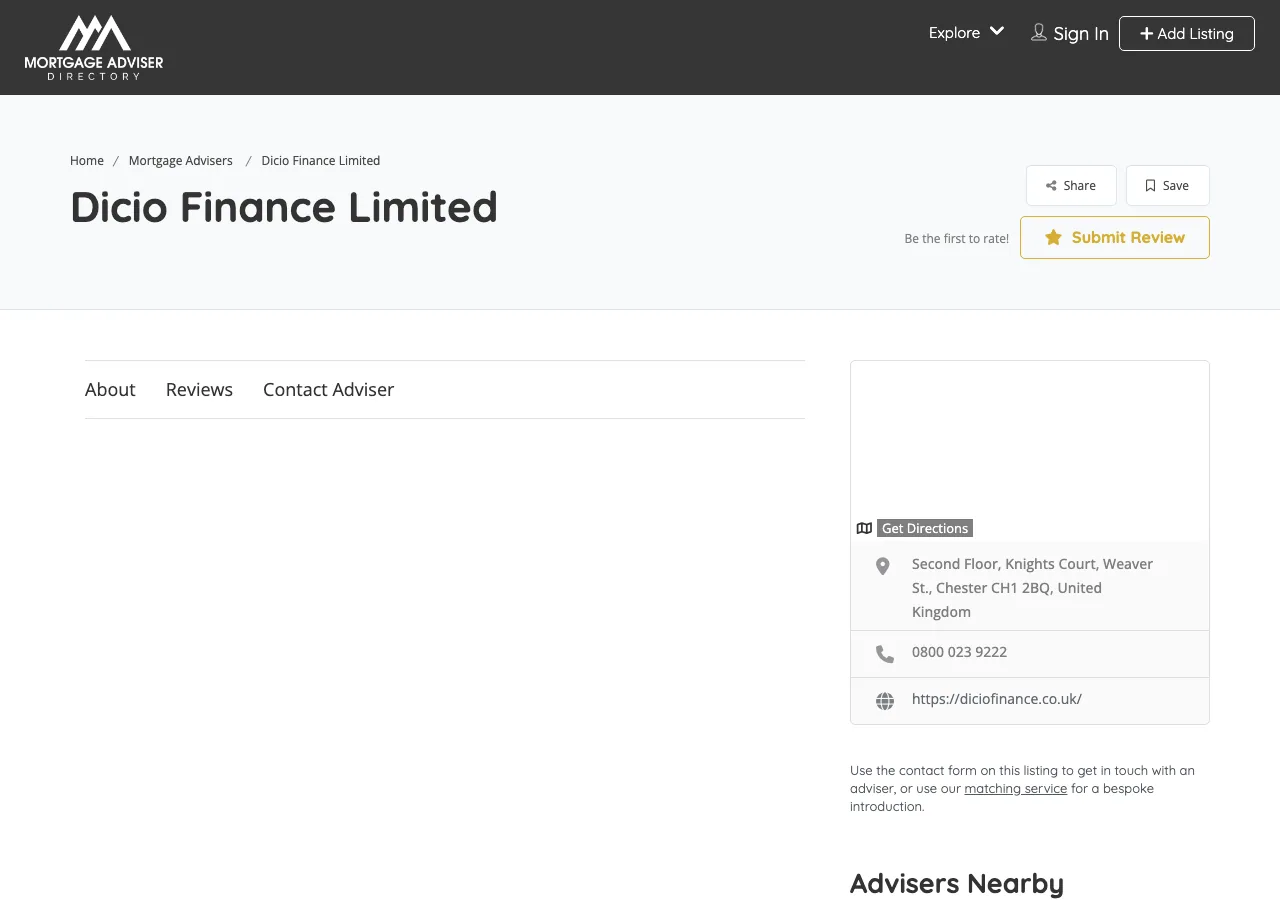 Dicio Finance Limited website preview