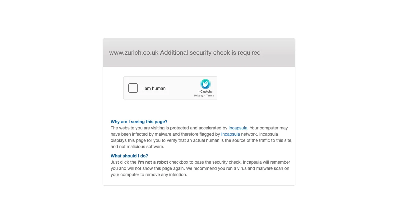 Zurich Insurance website preview