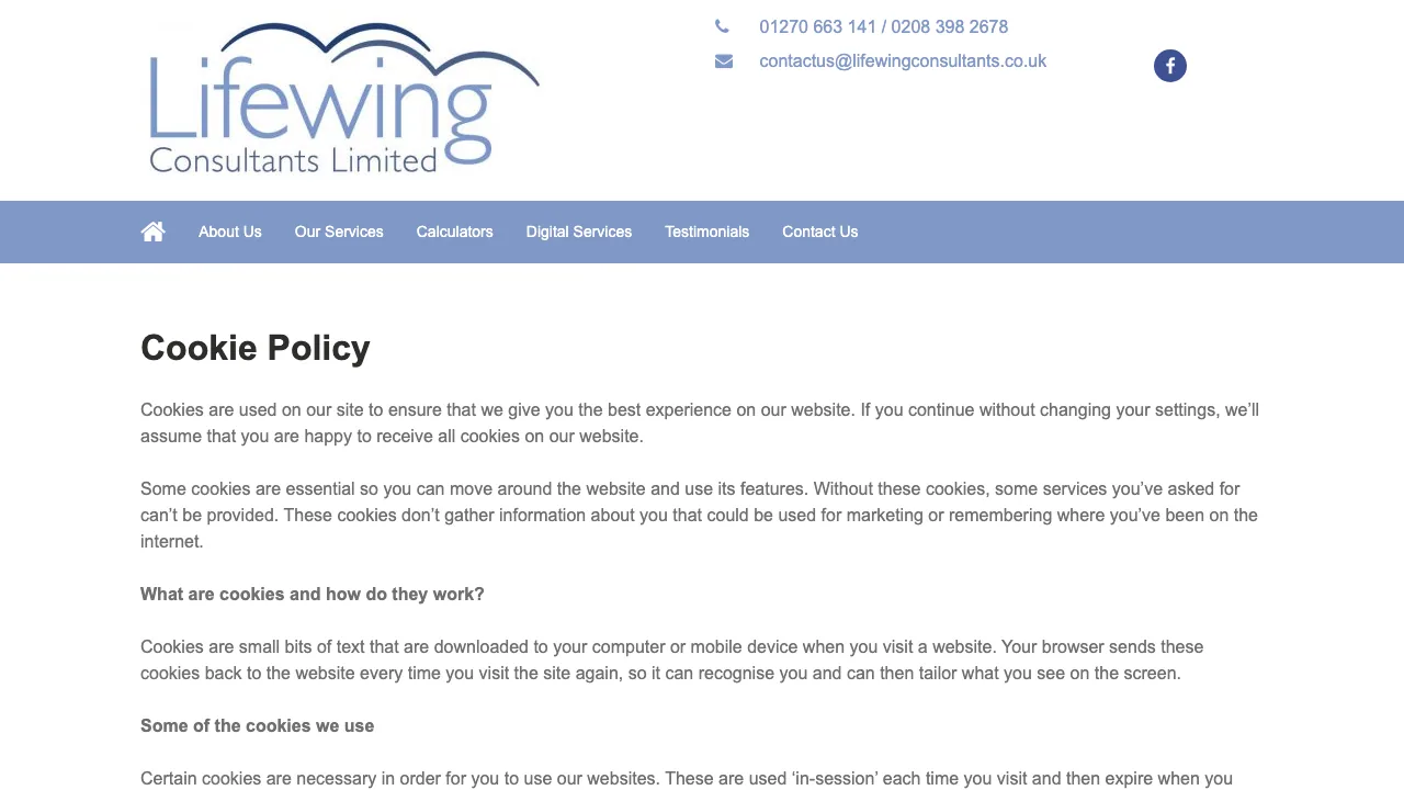 Lifewing Consultants Ltd website preview