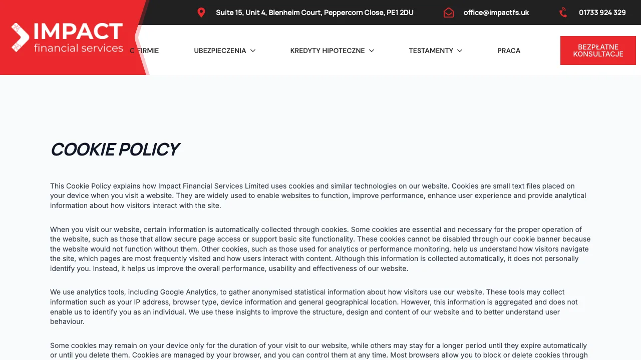 Impact Financial Services website preview