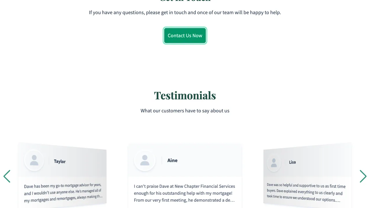 New Chapter Financial Services website preview