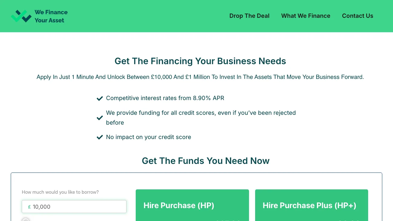 We Finance Your Asset website preview