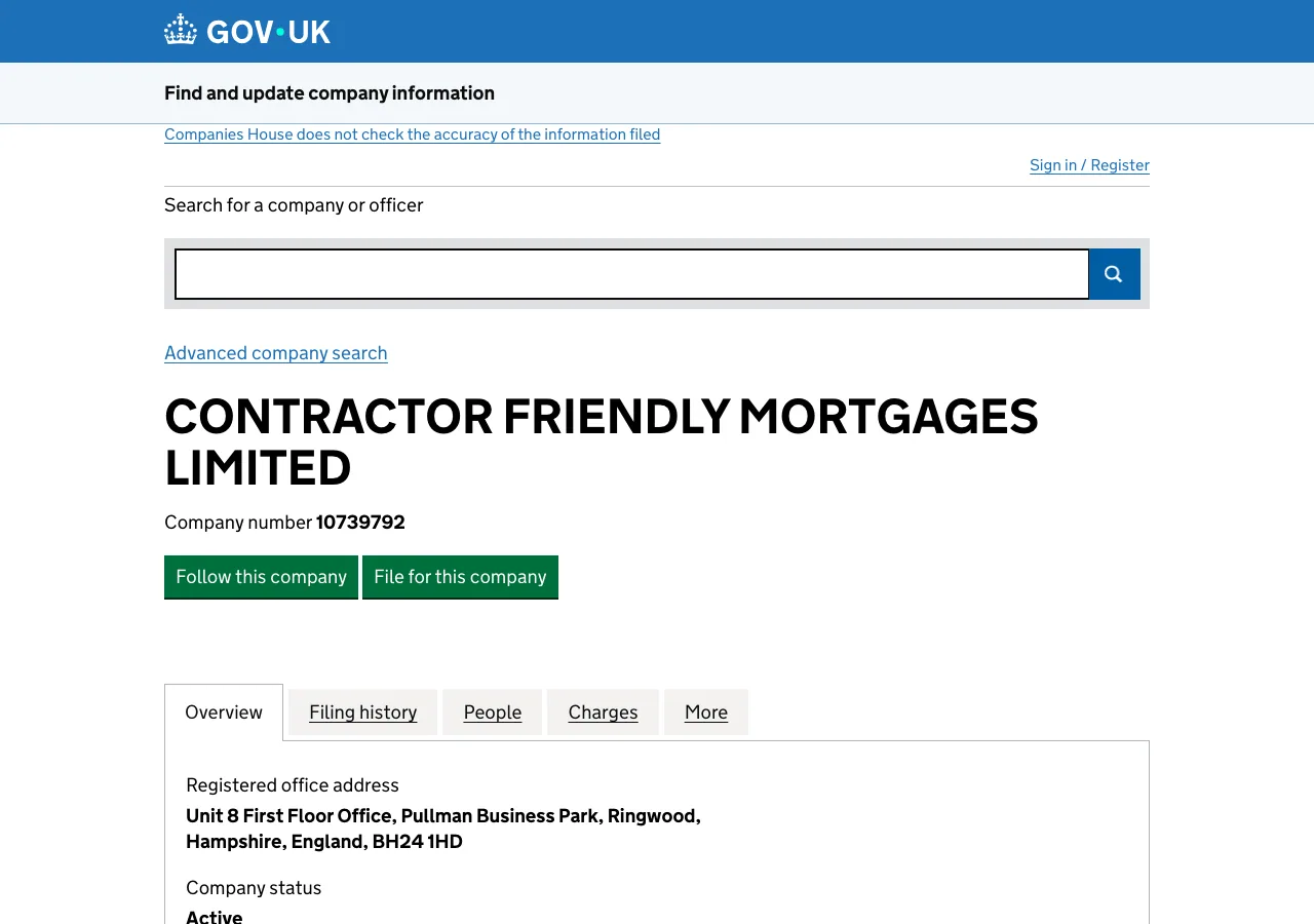 Contractor Friendly Mortgages Limited website preview