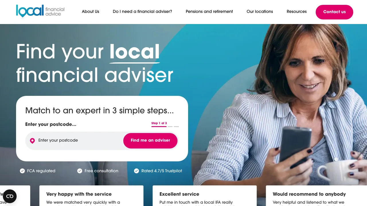 Local Financial Advice website preview