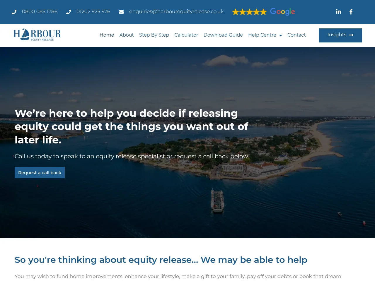 Harbour Equity Release website preview
