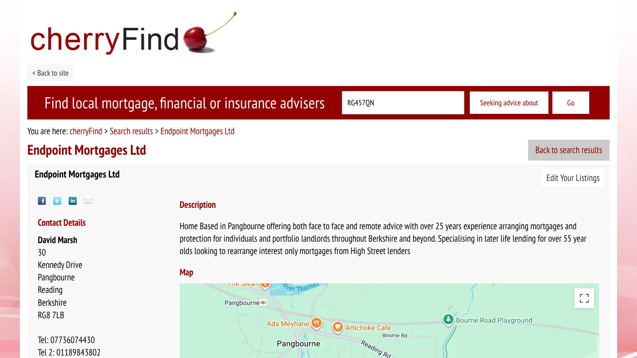 cherryFind website preview