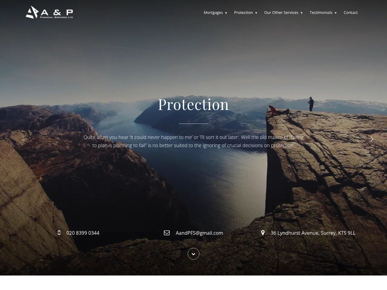 A & P Financial Services website preview