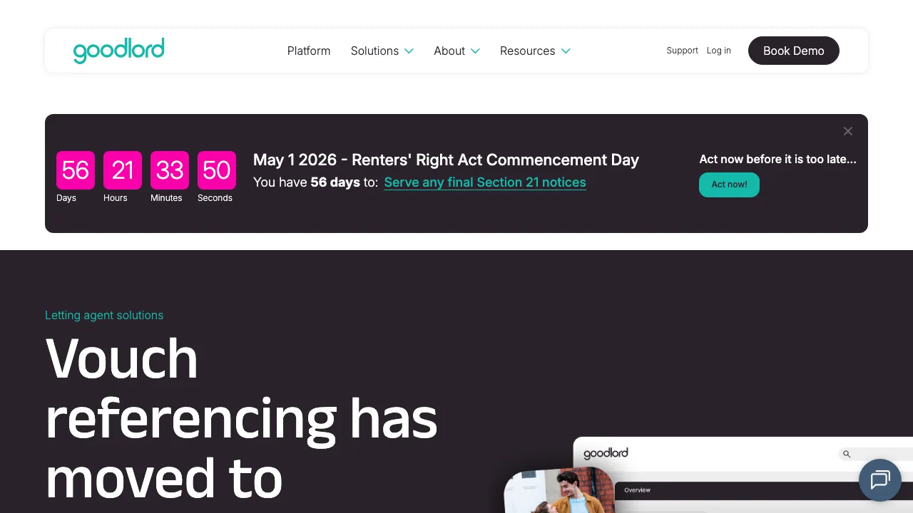 Vouch Tenant Referencing website preview