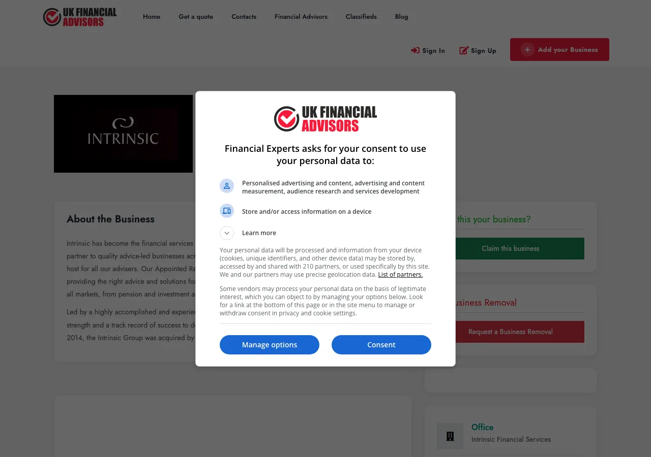 Intrinsic Financial Services website preview