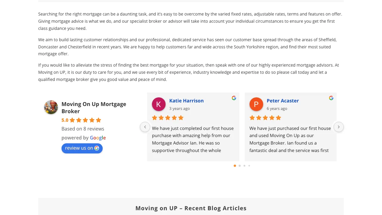 Moving On Up Mortgage Broker website preview