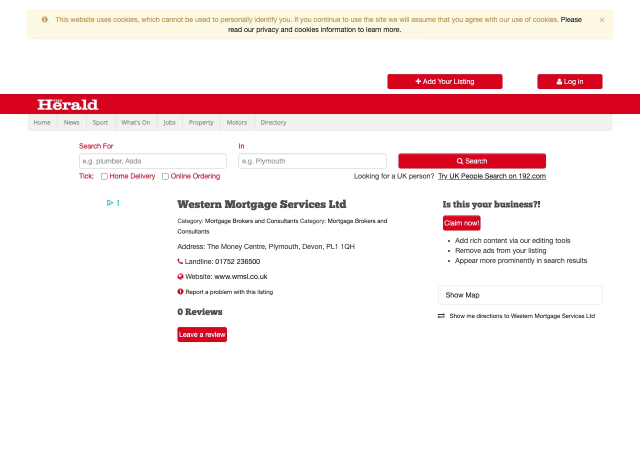 Western Mortgage Services Ltd website preview