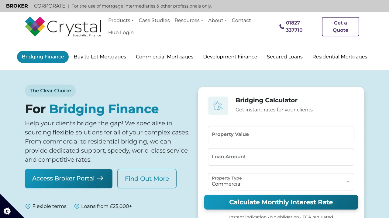 Crystal Mortgages Ltd website preview