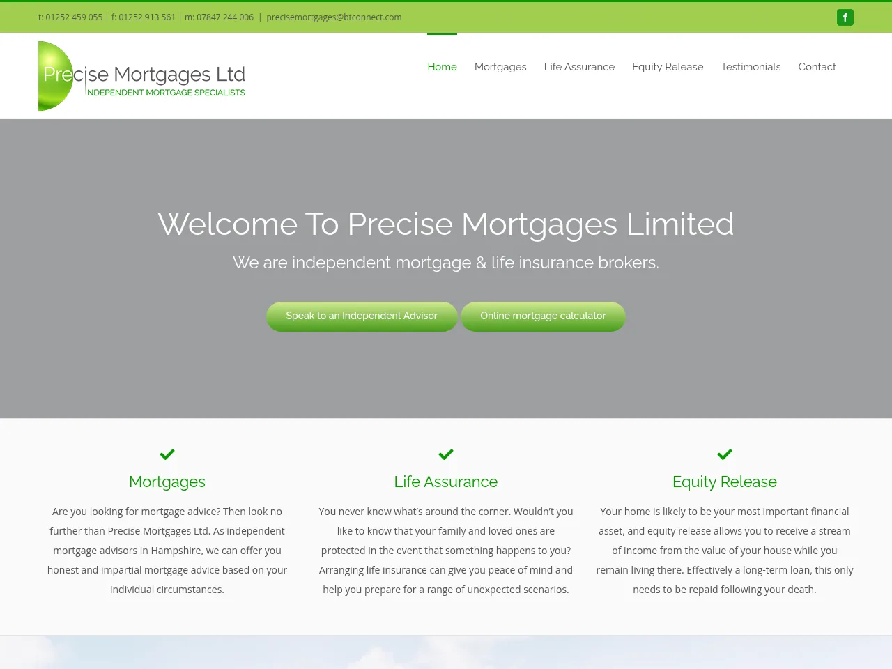 Precise Mortgages Ltd website preview
