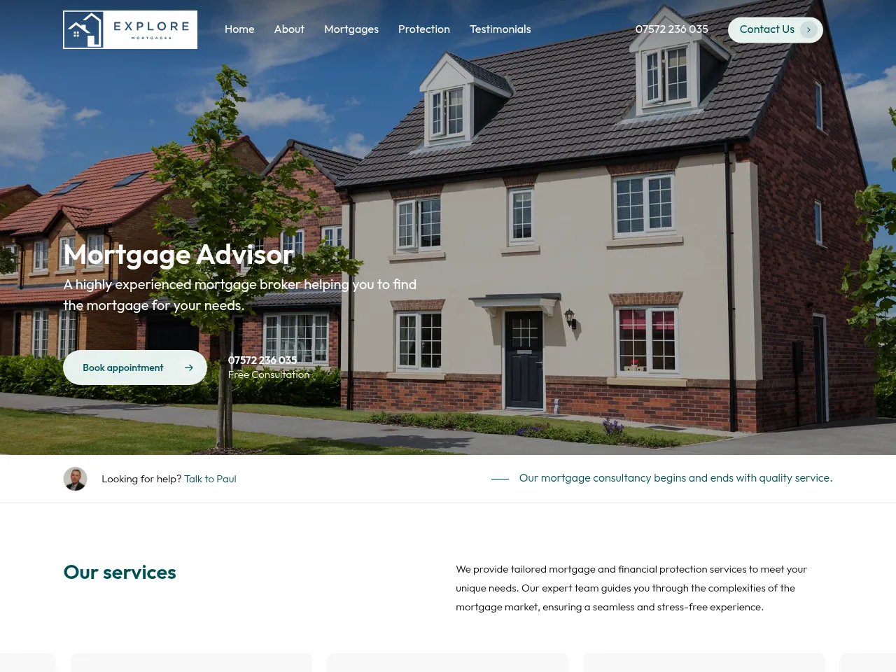 Explore Mortgages website preview