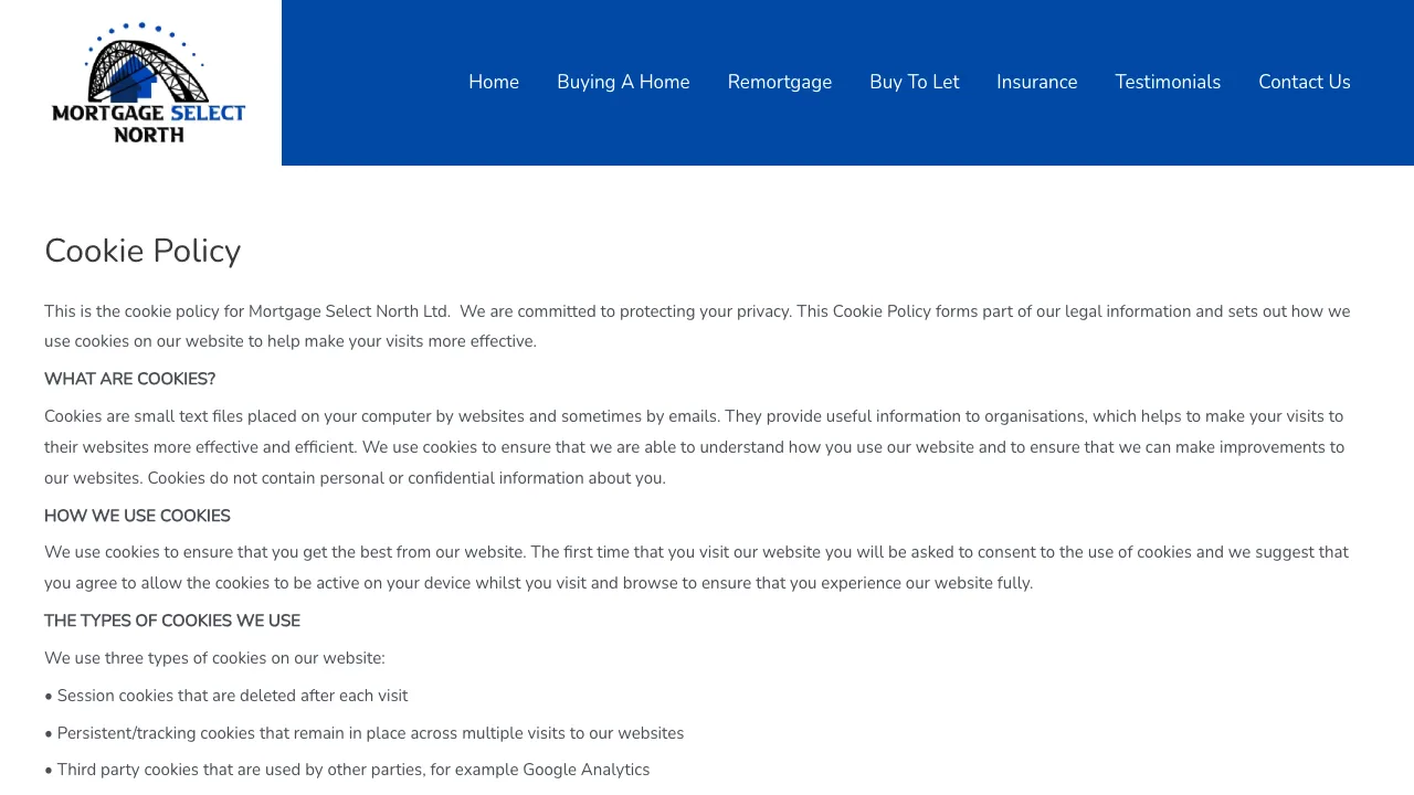 Mortgage Select North website preview