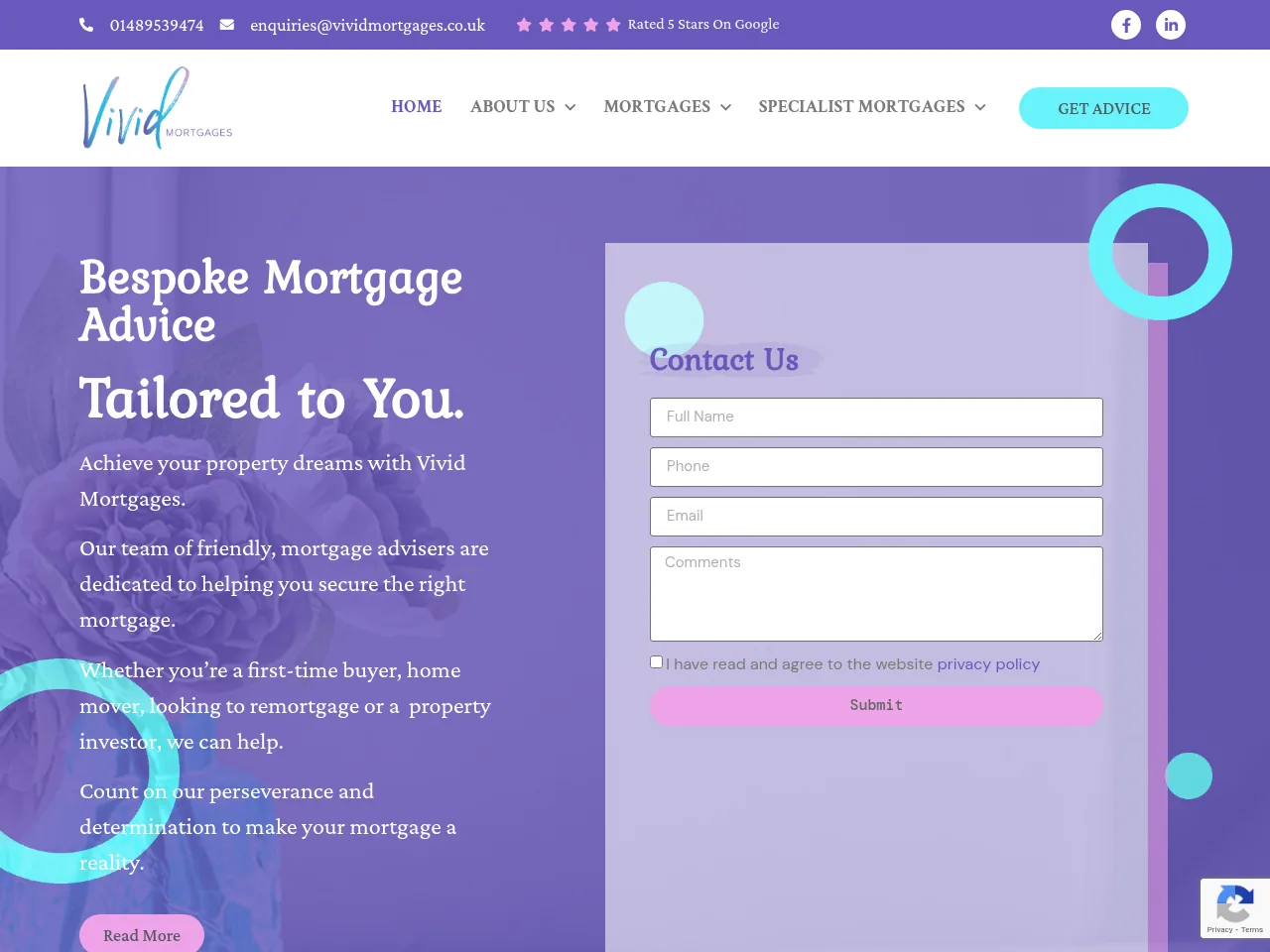 Vivid Mortgages website preview