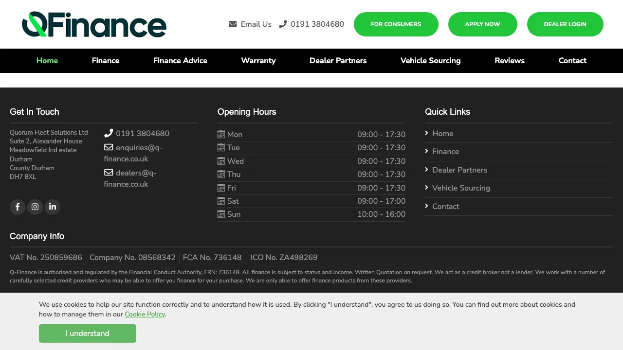 Q-Finance website preview