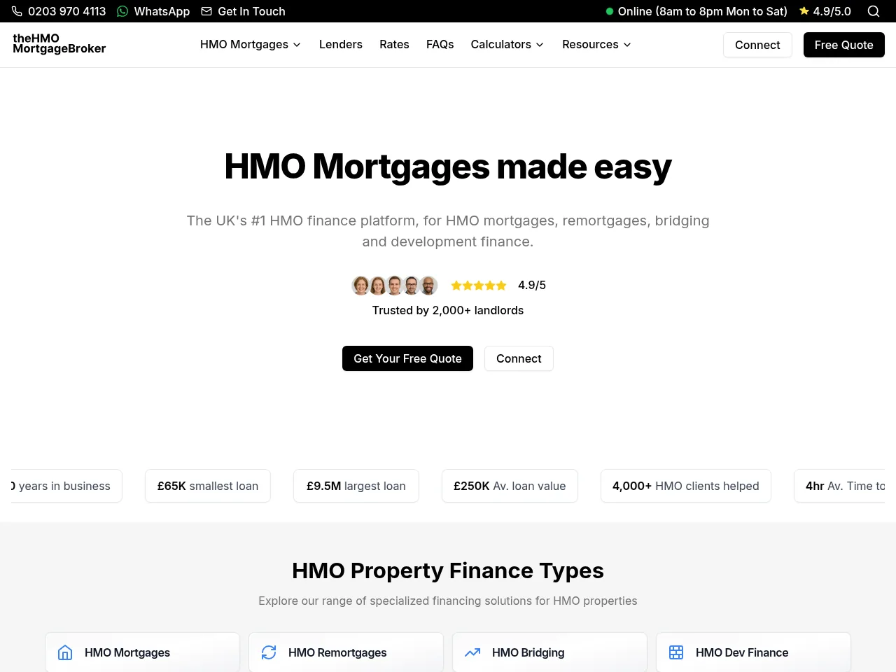 The HMO Mortgage Broker website preview