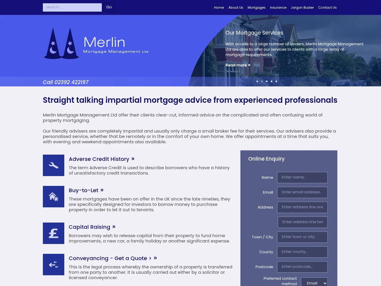 Merlin Mortgage Management website preview