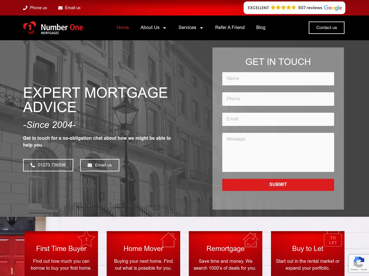 Number One Mortgages website preview