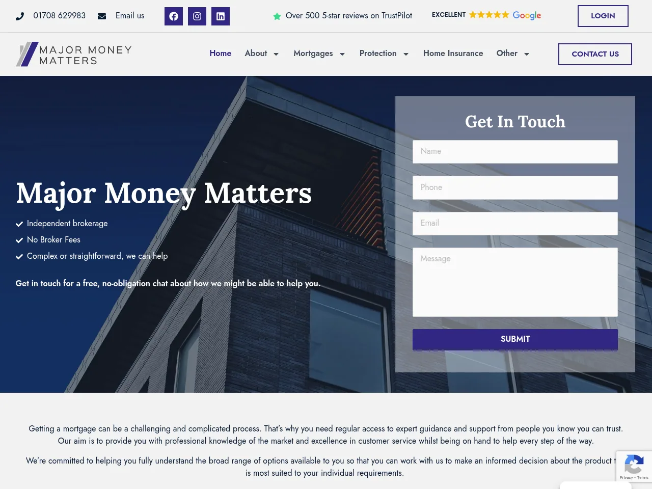 Major Money Matters website preview