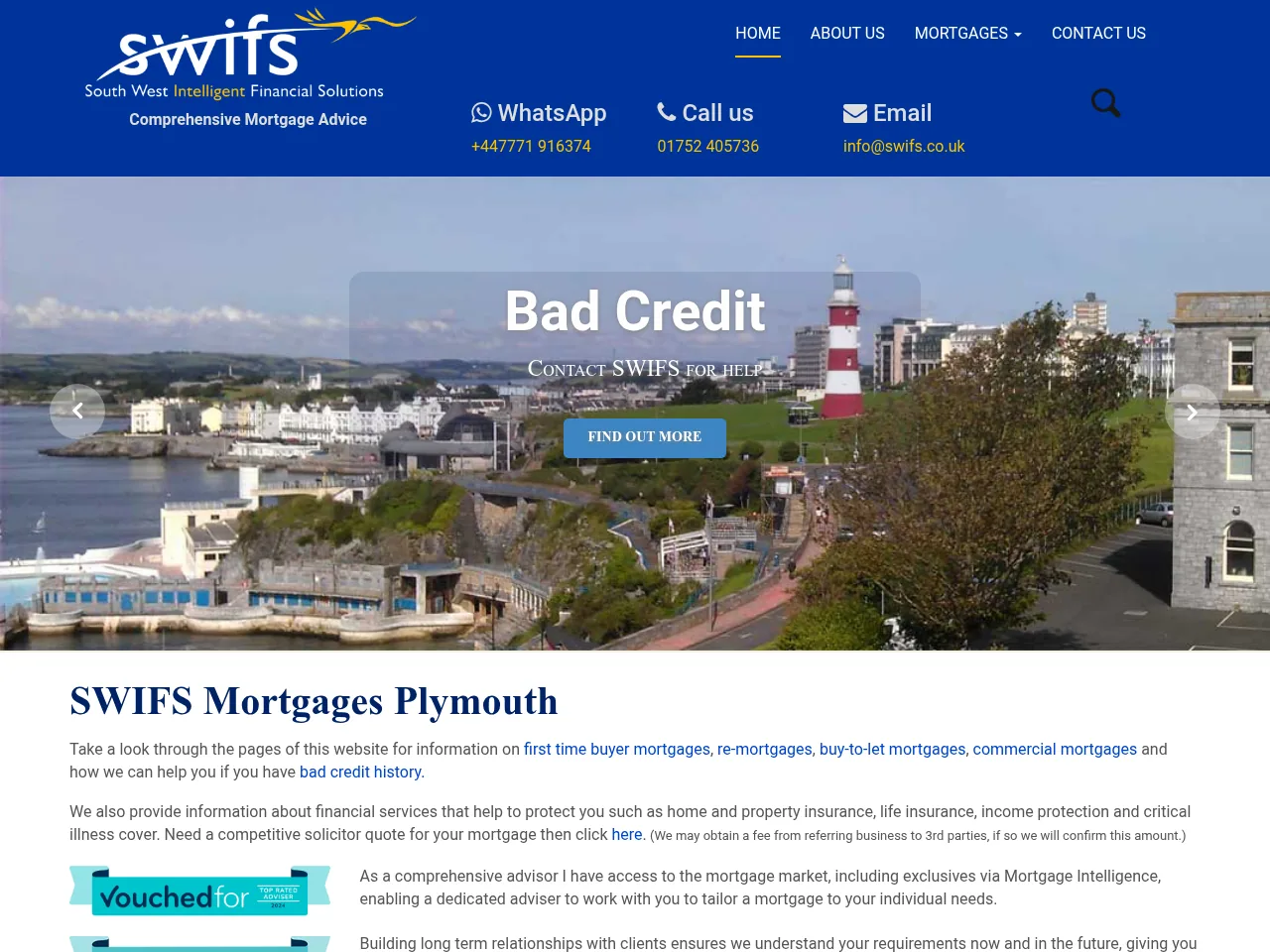 SWIFS Mortgages Plymouth website preview