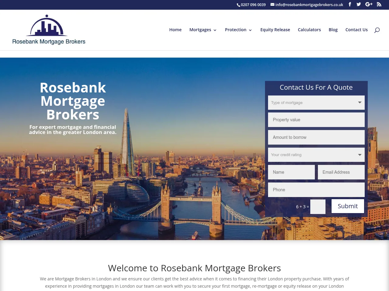 Rosebank Mortgage Brokers website preview