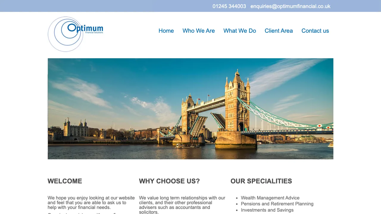 Optimum Financial Advisers Ltd website preview