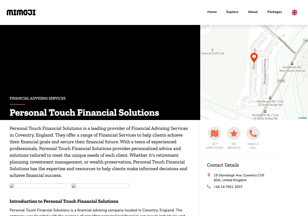 Personal Touch Financial Solutions website preview