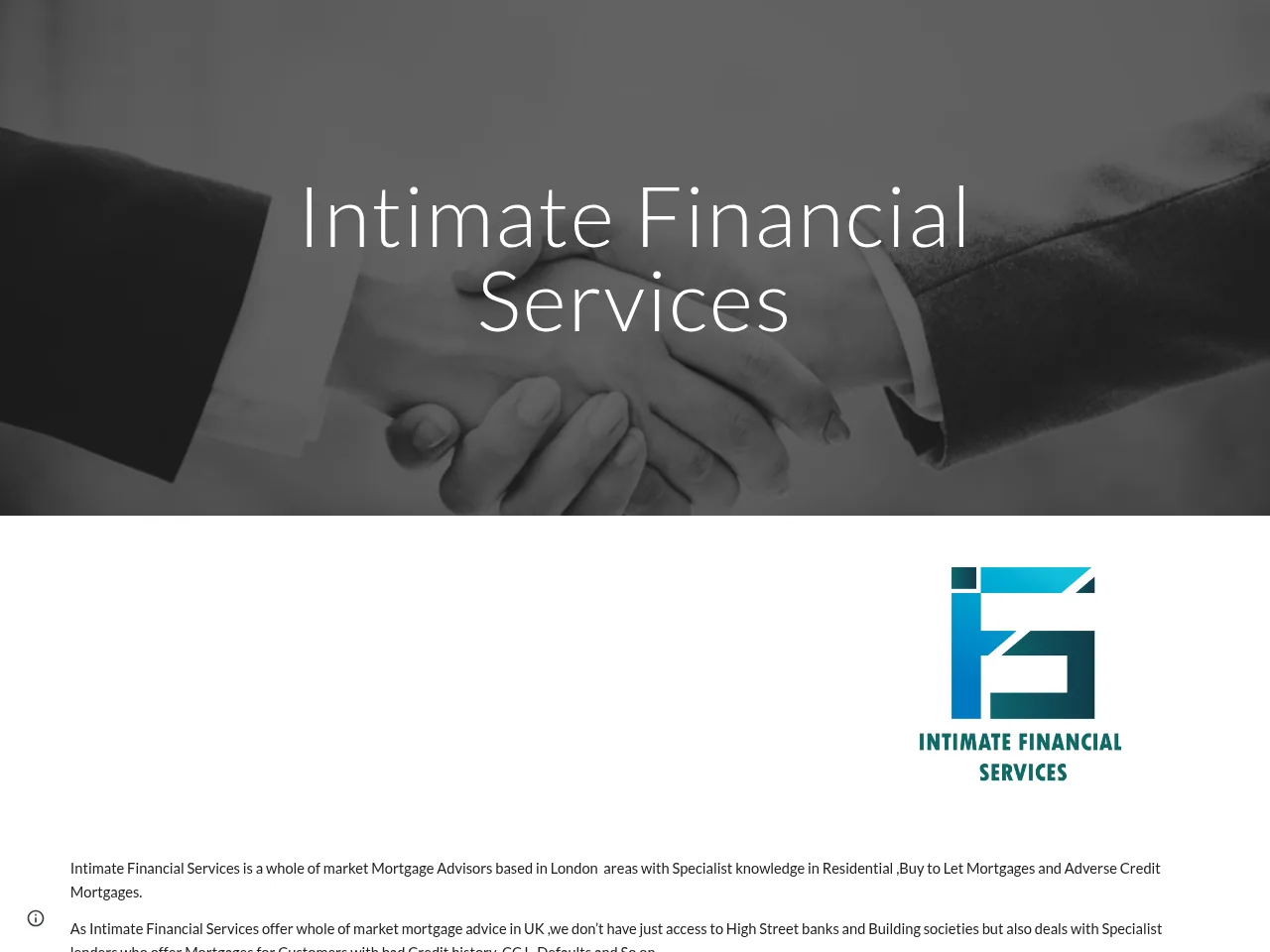Intimate Financial Services website preview