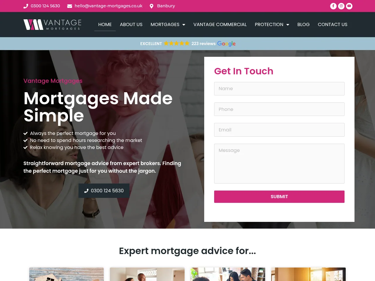 Vantage Mortgages website preview