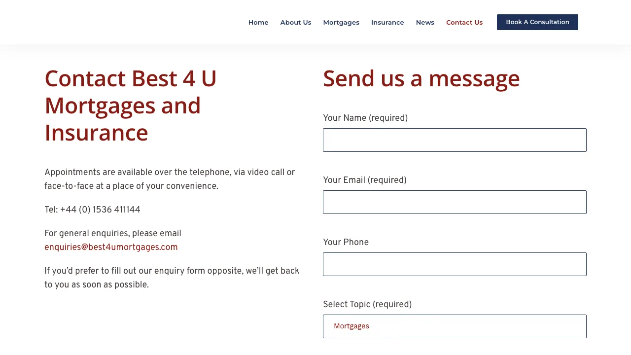 Best 4U Mortgages & Insurance website preview