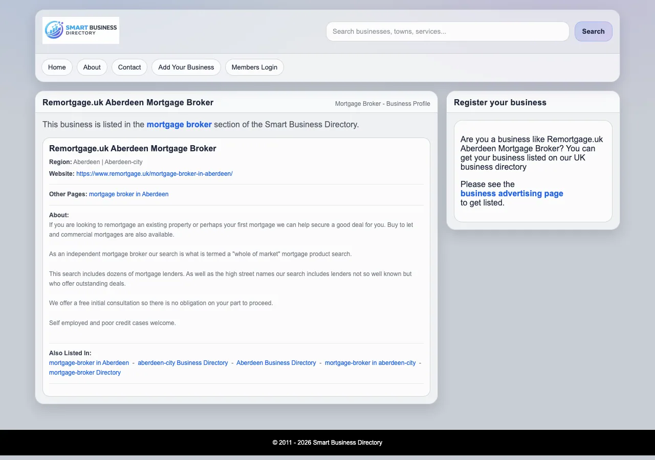 Remortgage.uk Aberdeen Mortgage Broker website preview