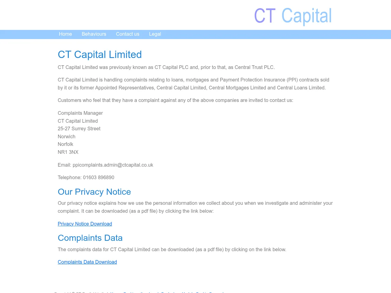 CT Capital Limited website preview
