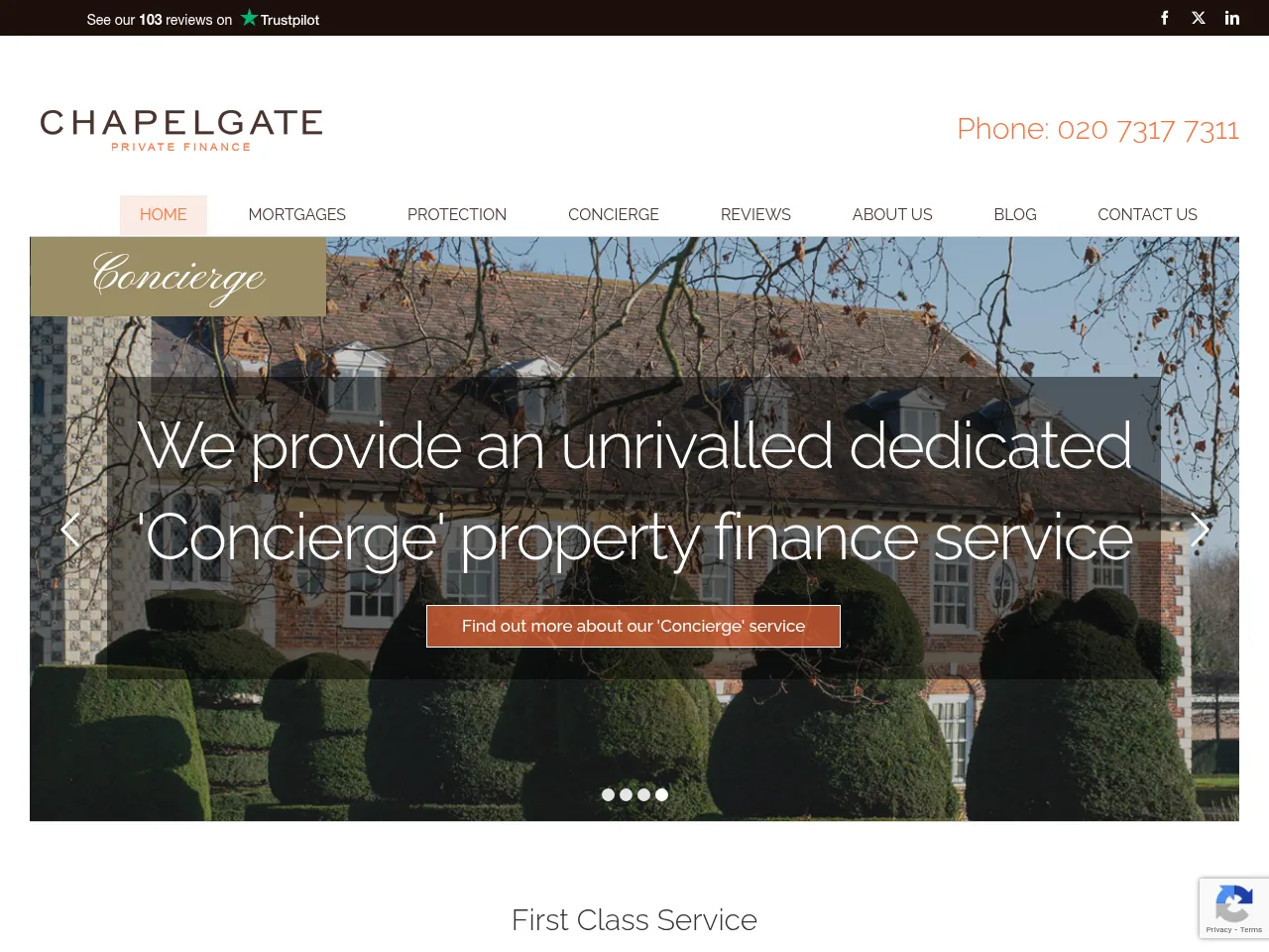 Chapelgate Private Finance website preview