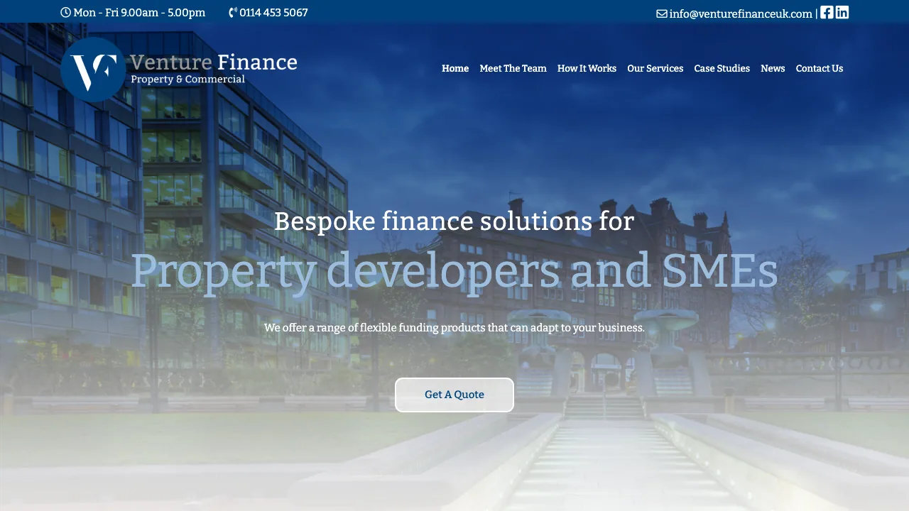 Venture Finance website preview