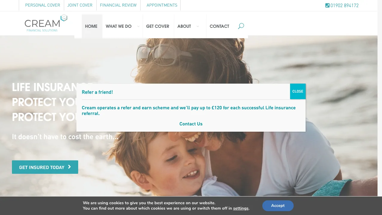 Cream Financial Solutions website preview