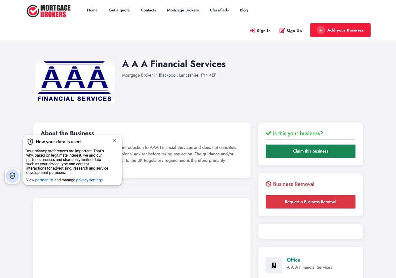 AAA Financial Services website preview