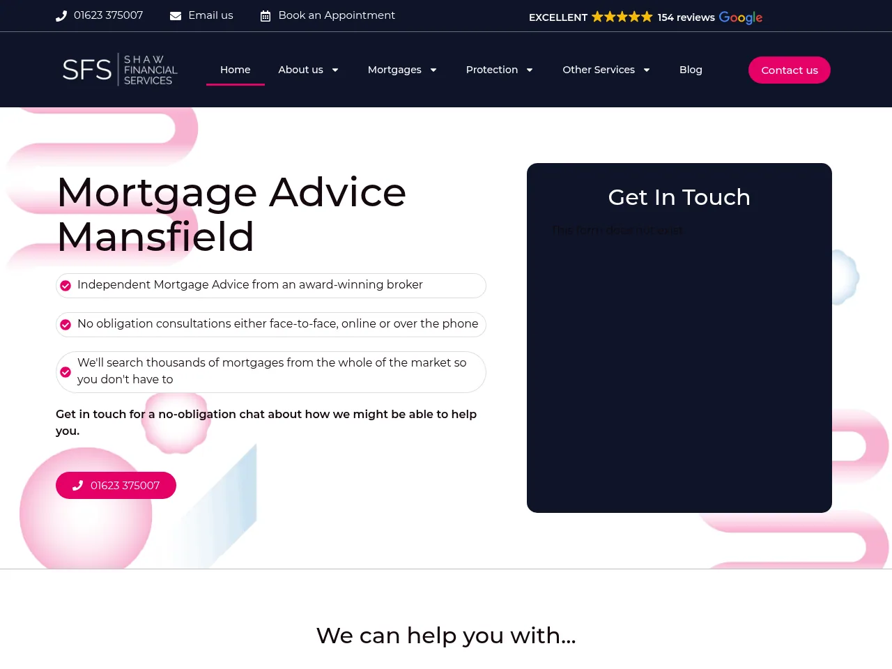 Mortgage Advice Mansfield website preview