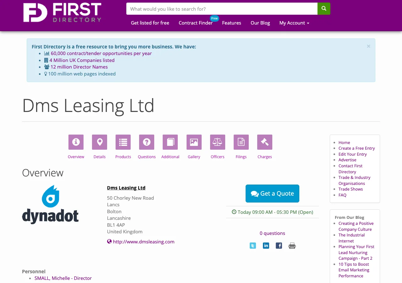 Dms Leasing website preview