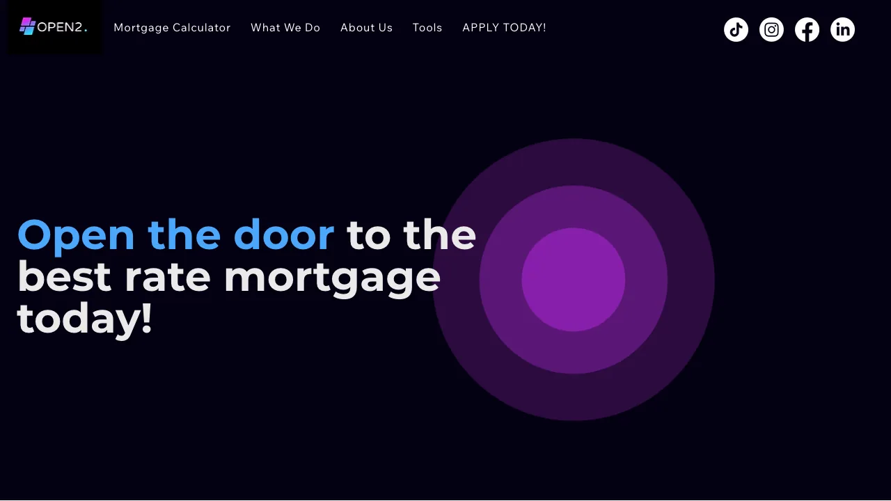 Open2 Finance website preview