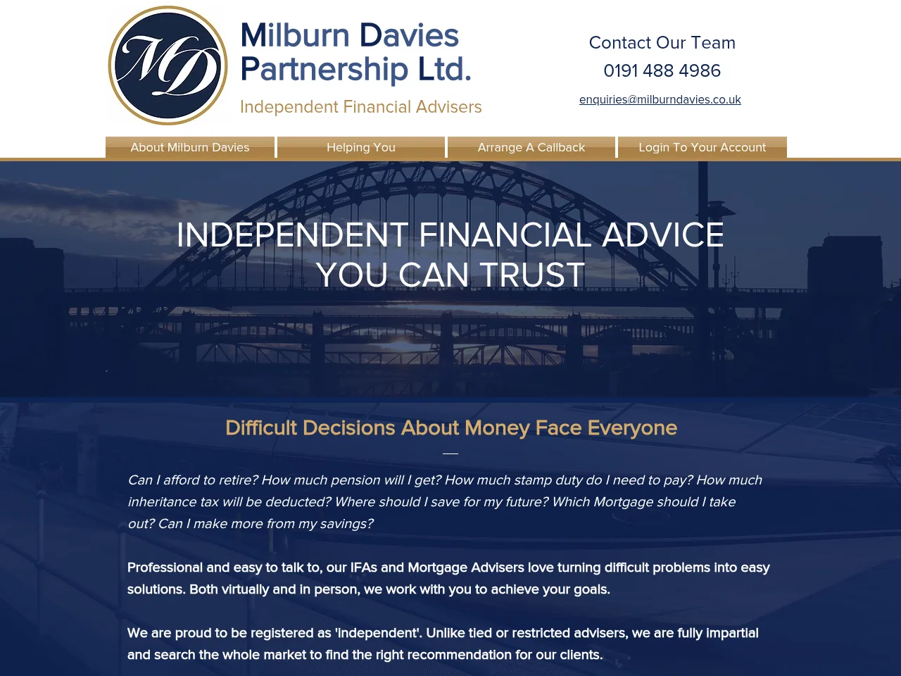 Milburn Davies website preview