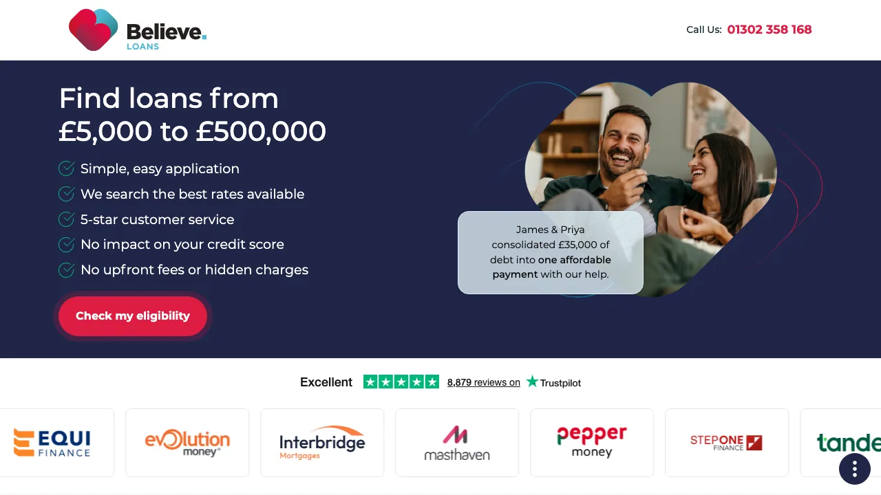 Believe Loans website preview